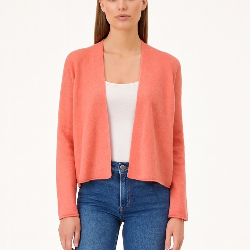 NAKED 100% cashmere pink coral open cardigan NEW